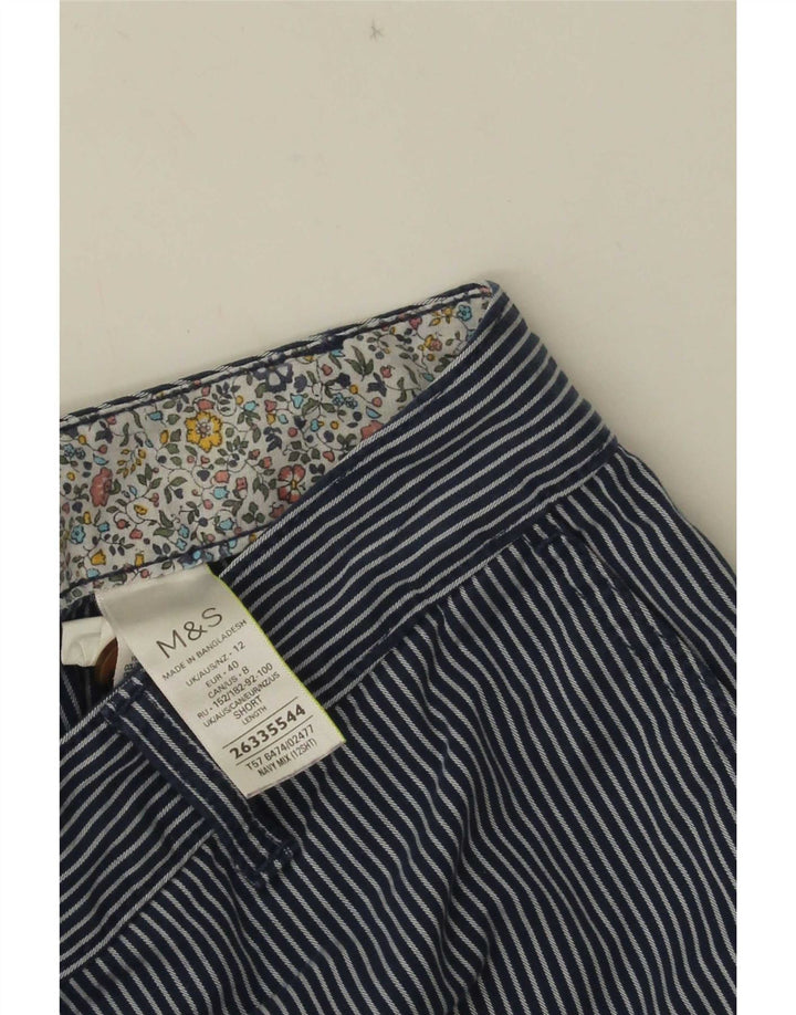 Marks & Spencer Dame Cropped Trousers UK 12 Medium W32 L25 Navy Blue