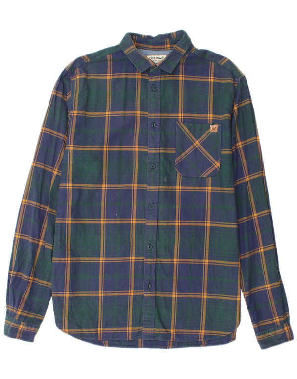 Jack & Jones Mens Flannel Shirt Large Navy Blue Check