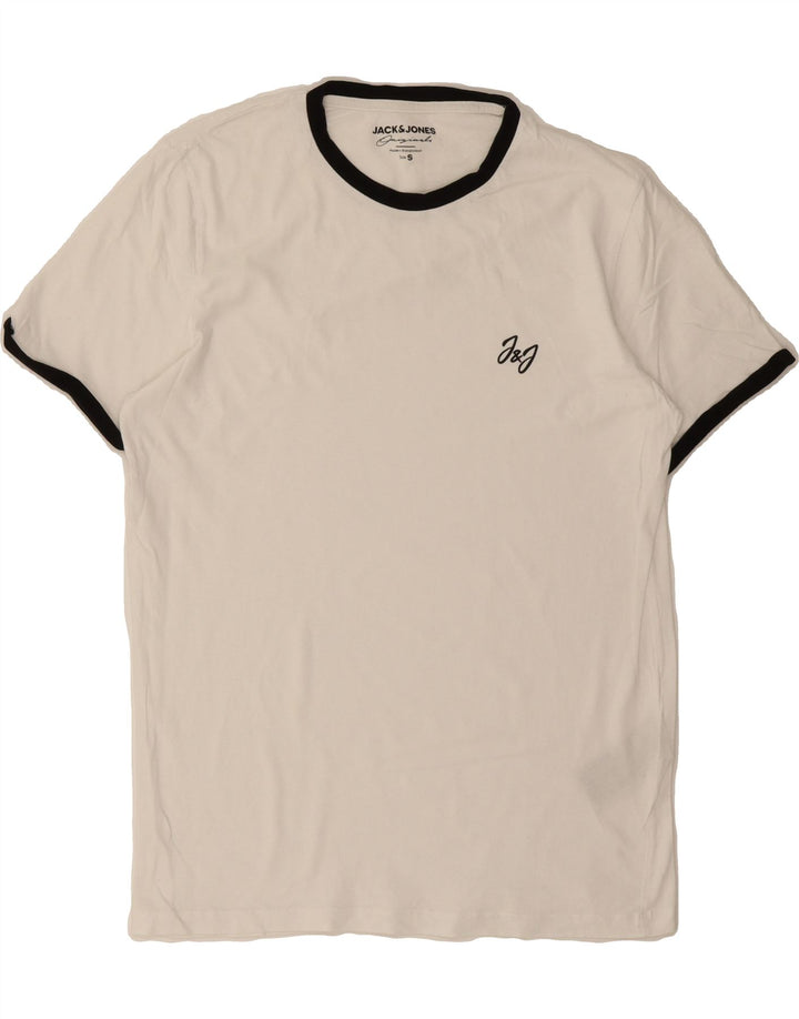 JACK & JONES Mens T-Shirt Top Small White Cotton Vintage Jack & Jones and Second-Hand Jack & Jones from Messina Hembry 