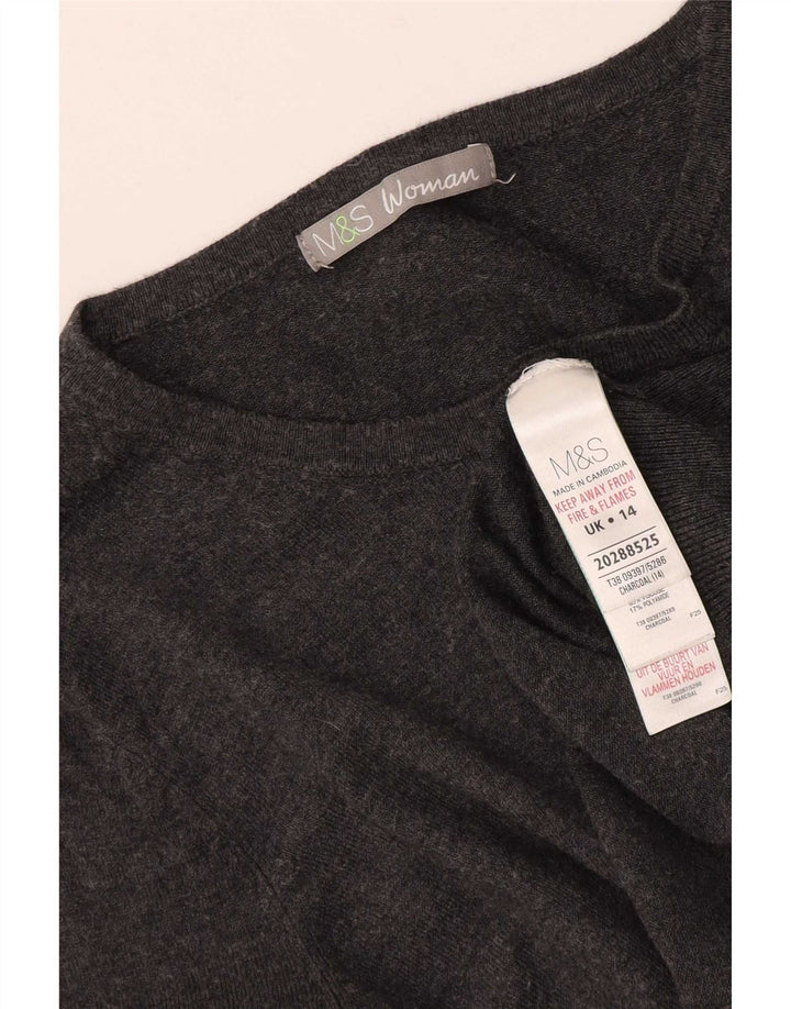 Marks & Spencer Dame Cardigan Sweater UK 14 Medium Grey Viscose