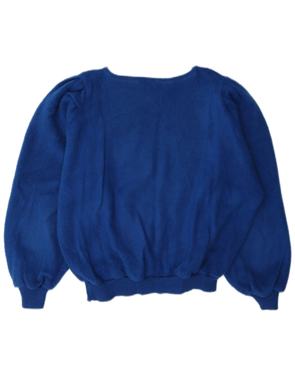 Vintage Dame Boat Neck Jumper Sweater UK 16 Large Blue Floral