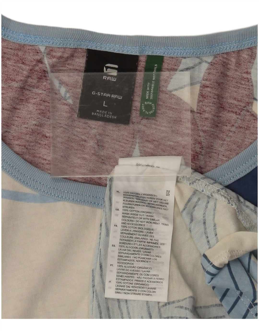 G-Star Dame Grafisk T-Shirt Top UK 16 Stor Flerfarvet Blomster Bomuld