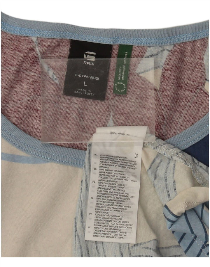 G-Star Dame Grafisk T-Shirt Top UK 16 Stor Flerfarvet Blomster Bomuld