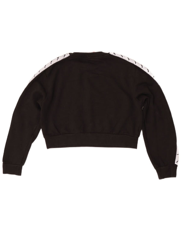 Kappa Womens Oversized Crop Sweatshirt Jumper UK 10 Small Black Colourblock