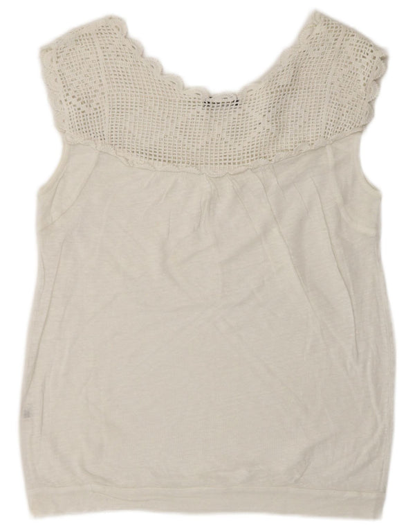 Massimo Dutti Dame ærmeløs bluse Top UK 16 Large White