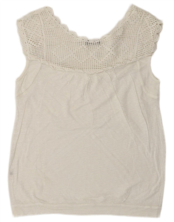 Massimo Dutti Dame ærmeløs bluse Top UK 16 Large White