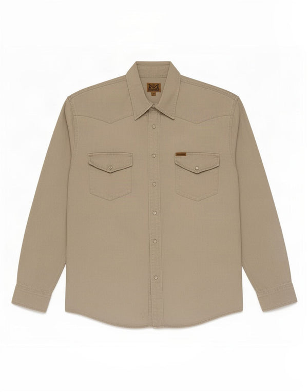 MAVERICK Western skjorte til mænd, stor beige bomuld