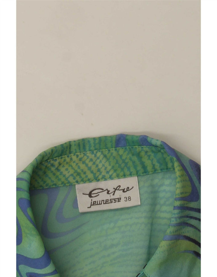 Erto Womens Abstract Pattern Short Sleeve Shirt EU 38 Medium Green