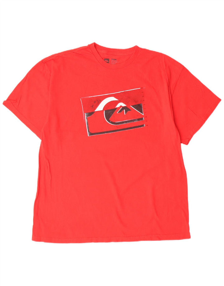QUIKSILVER Herre Grafisk T-Shirt Top XL Rød Bomuld