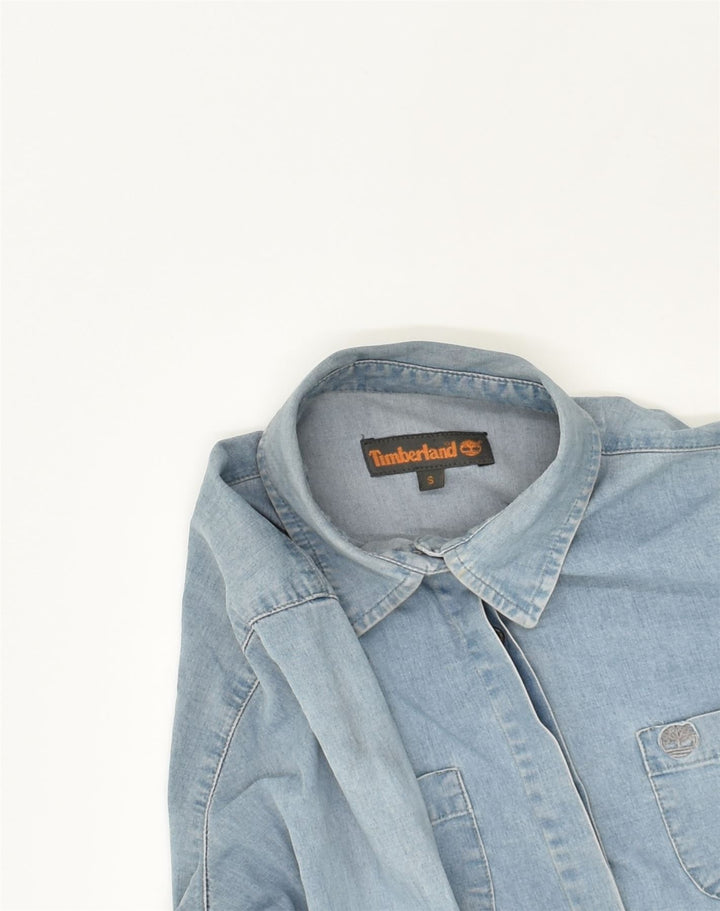 TIMBERLAND Womens Denim Shirt UIK 10 Small Blue Cotton | Vintage Timberland | Thrift | Second-Hand Timberland | Used Clothing | Messina Hembry 