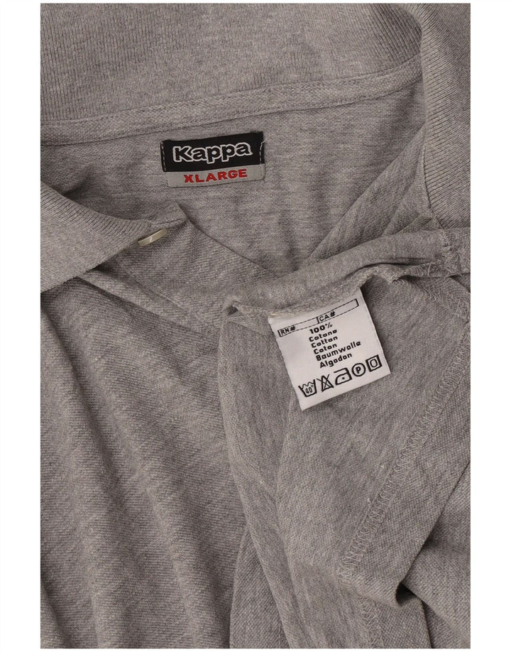 KAPPA Grafisk poloshirt til mænd, stor grå farveblok bomuld