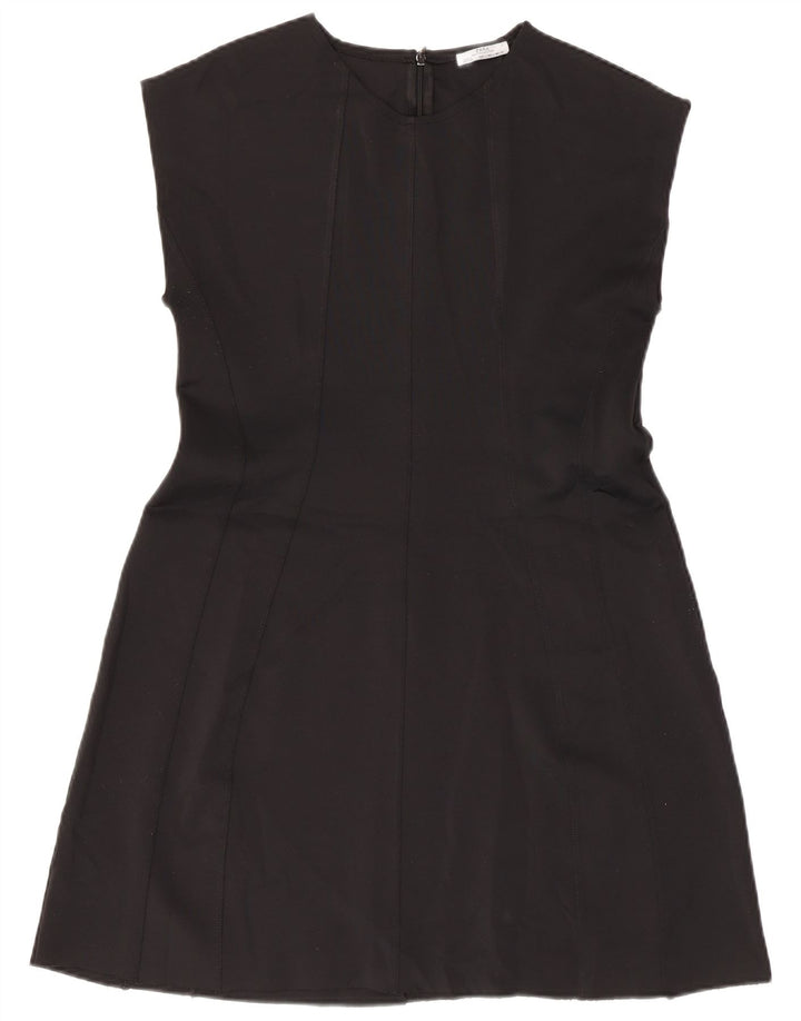 Zara Dame Ærmeløs A-Line Kjole UK 14 Stor Sort Polyester