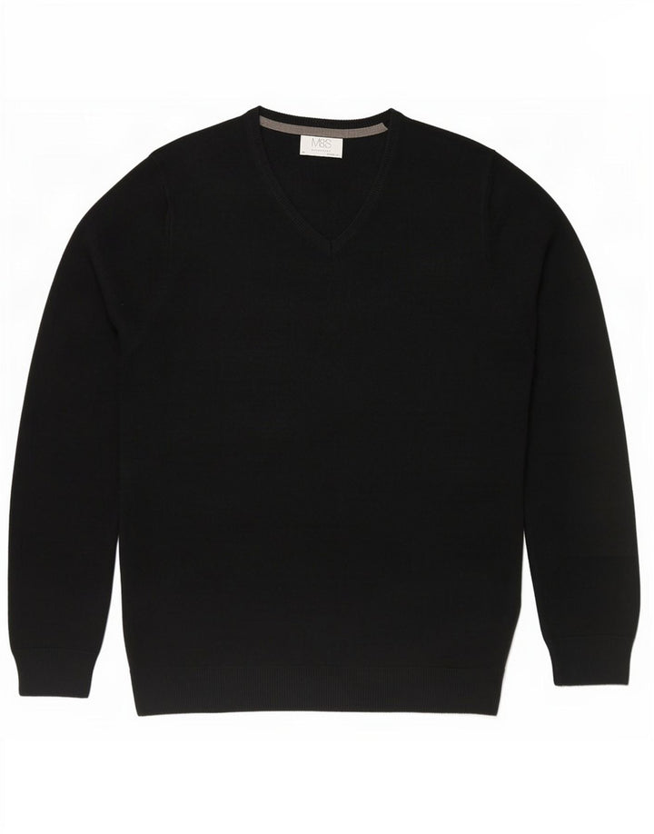 Marks & Spencer Herre Regular Fit V-hals sweater Medium Sort Akryl