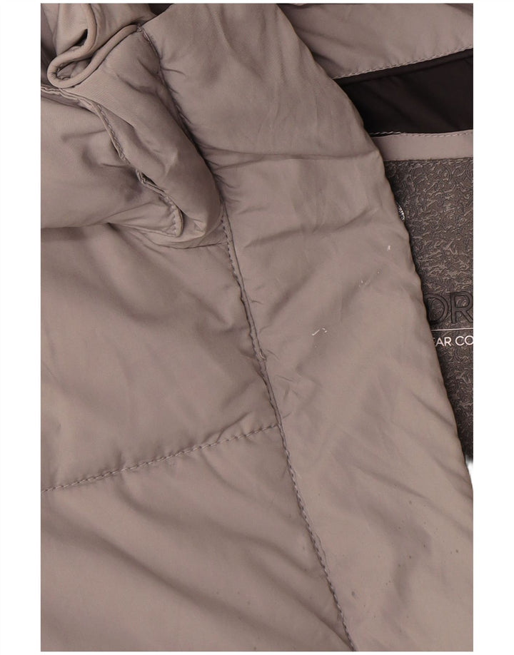 Superdry Dame Oversized grafisk hættepolstret frakke UK 10 Small Grey
