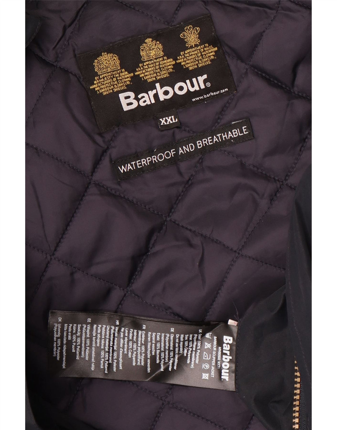 Barbour Herre Hooded Windbreaker Coat UK 44 2XL Navy Blue Polyester
