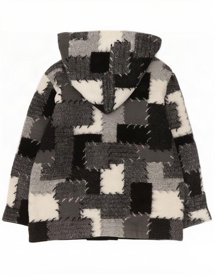 Vintage vindjakke med hætte til kvinder UK 14 Medium Grey Patchwork