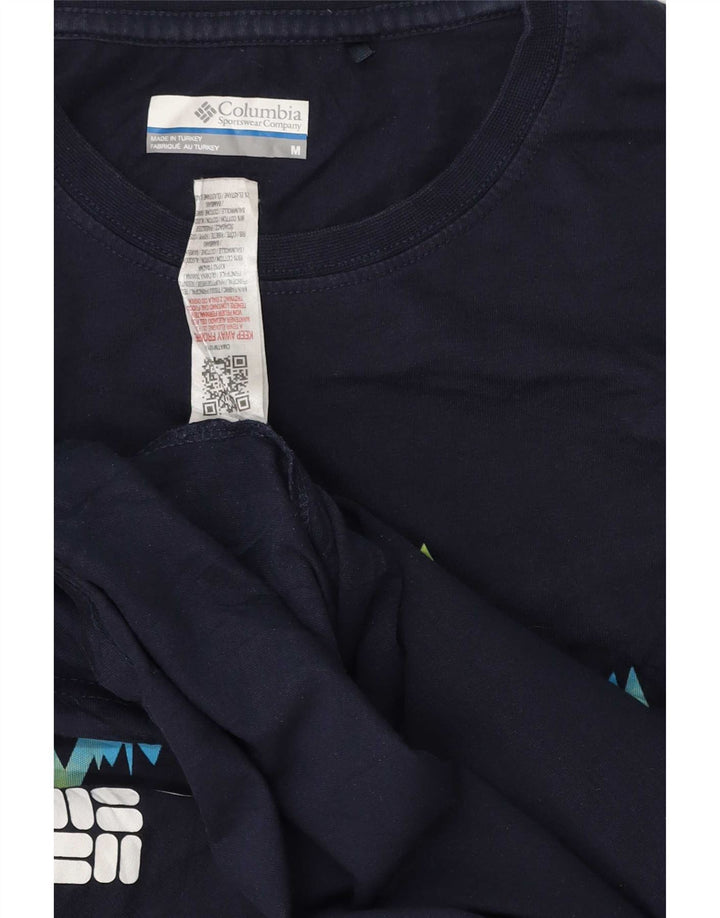Columbia Herre grafisk T-shirt Top Medium Marineblå Bomuld