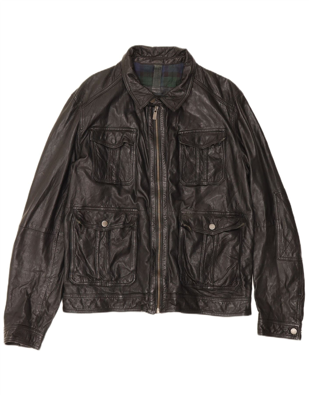 Massimo Dutti Herre Læderjakke UK 42 XL Sort fåreskind