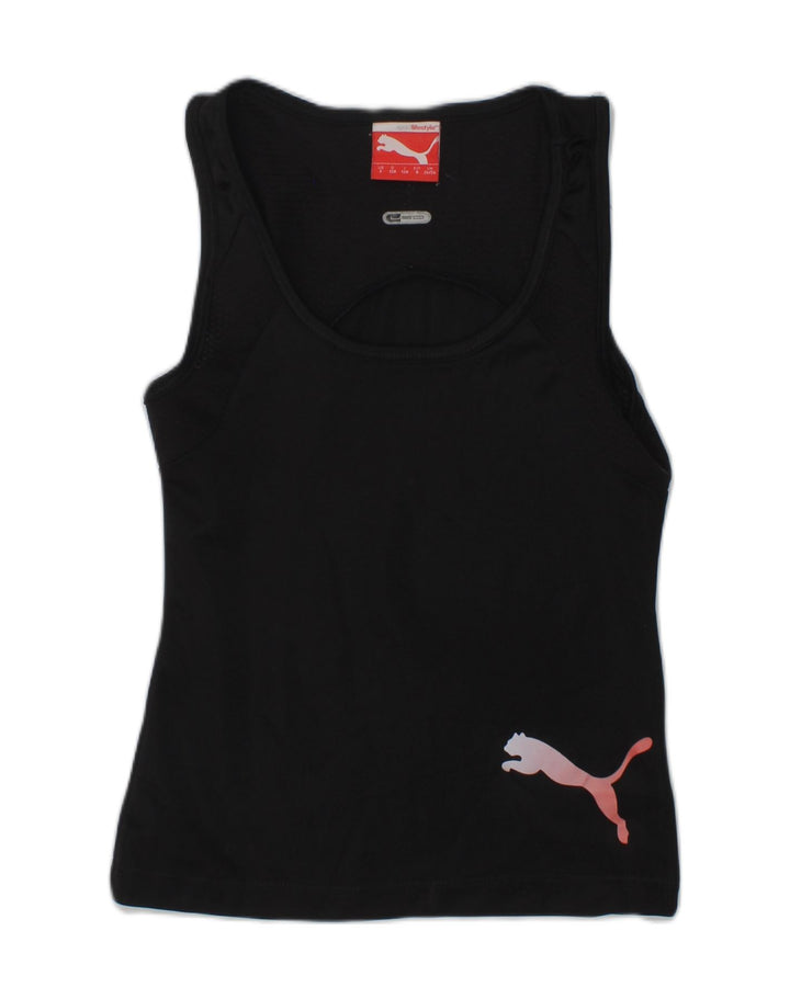 PUMA Girls Vest Top UK 24-26 7-8 Years Black | Vintage Puma | Thrift | Second-Hand Puma | Used Clothing | Messina Hembry 
