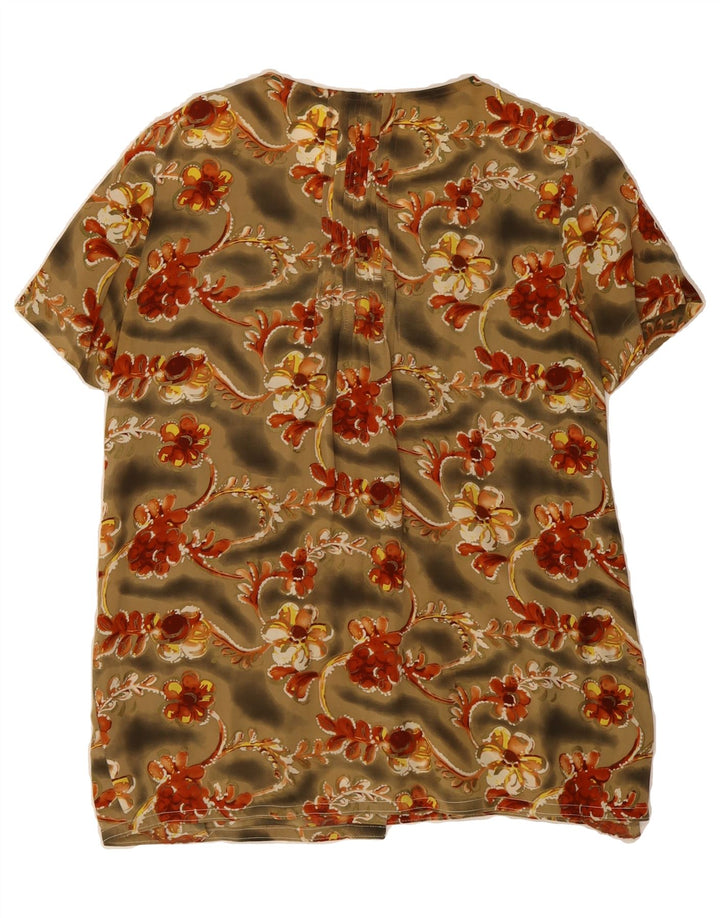 MARLY'S 1981 Womens Short Sleeve Shirt Blouse IT 40 Small Khaki Floral Vintage Marly's 1981 and Second-Hand Marly's 1981 from Messina Hembry 