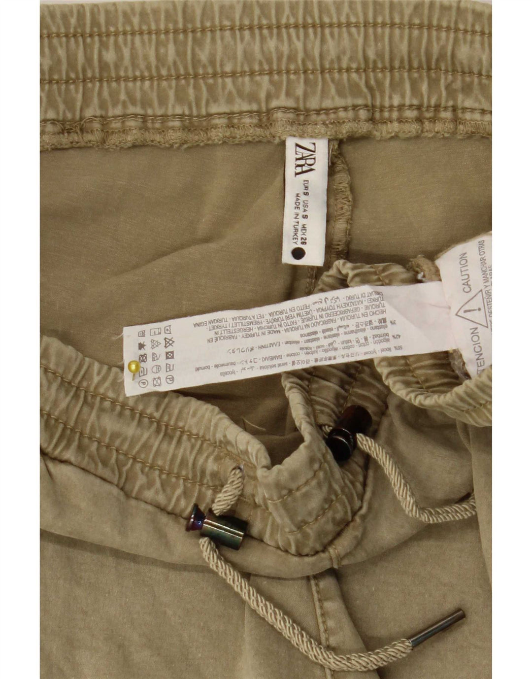 Zara Dame joggerbukser Small W26 L26 Khaki Lyocell