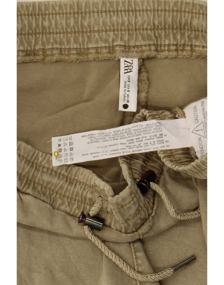 Zara Dame joggerbukser Small W26 L26 Khaki Lyocell