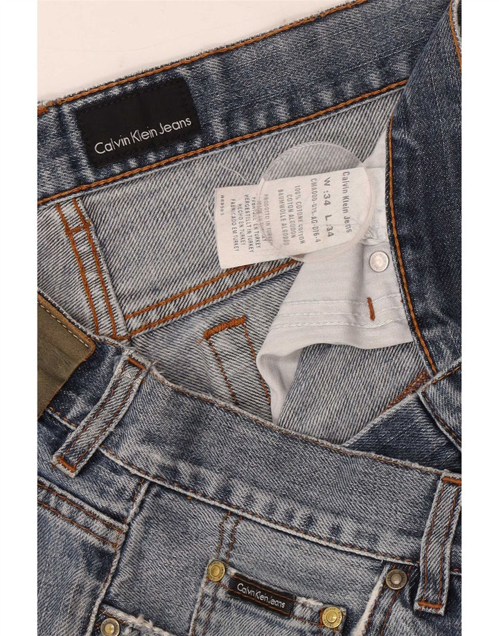 Calvin Klein Herre Denim Shorts W34 Stor Blå Bomuld