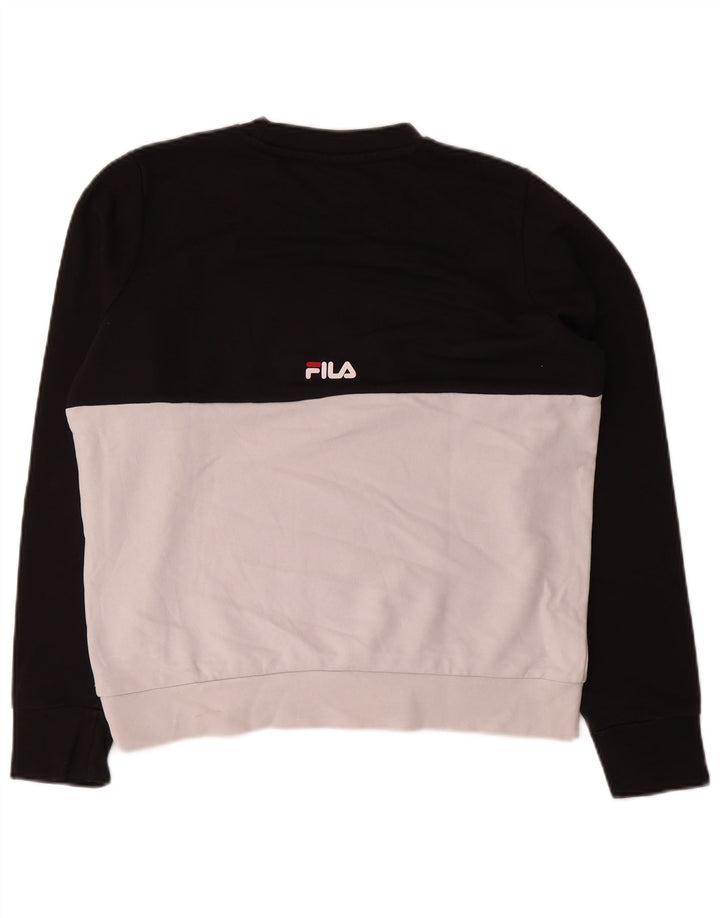 Fila Herre Grafisk Sweatshirt Jumper Lille Hvid Colourblock Bomuld