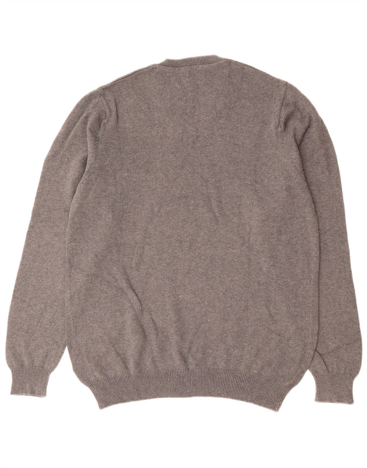 Marks & Spencer Herre Blue Harbor V-hals sweater mellemgrå bomuld