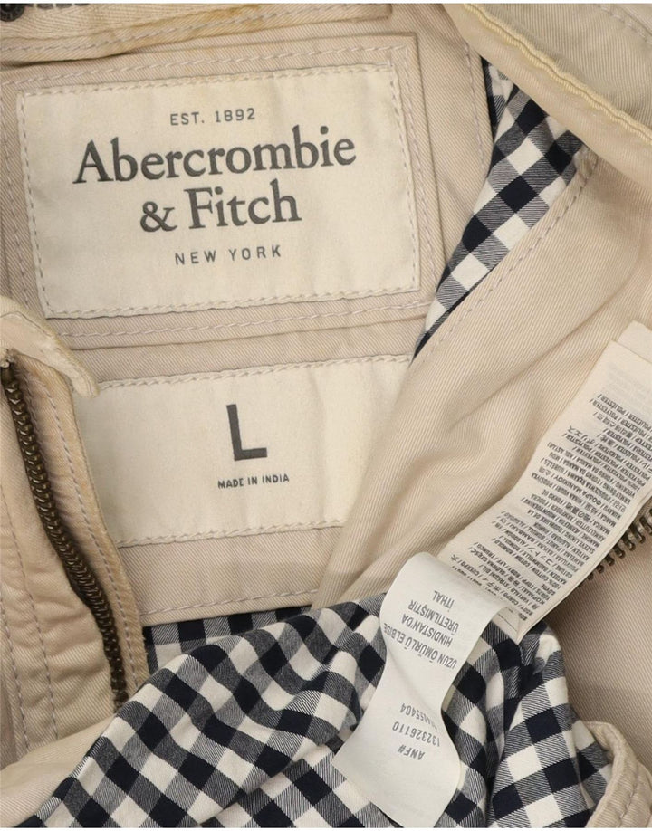 Abercrombie & Fitch Bomber Jacket UK 40 Stor Beige Bomuld