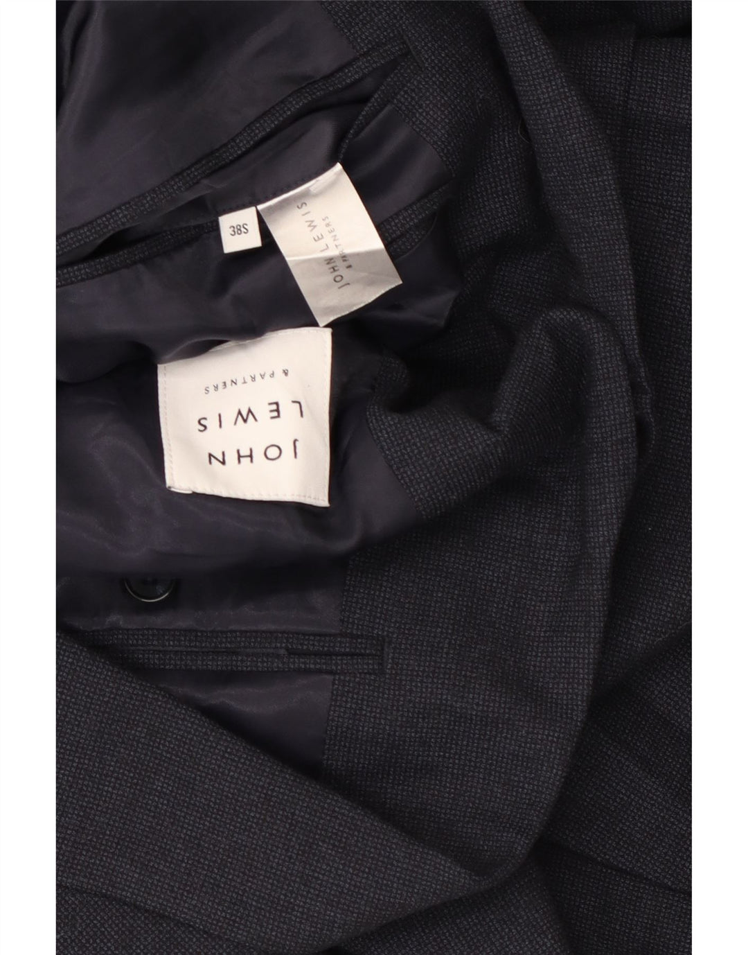 John Lewis Herre Short 2 Button Blazer Jacket UK 38 Medium Navy Blue Wool