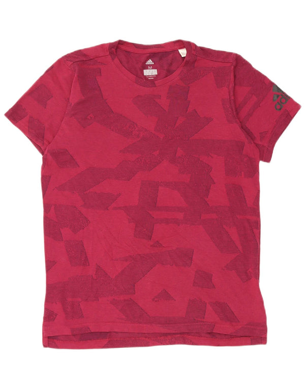 Adidas Herre Climalite Grafisk T-Shirt Top Medium Burgundy Geometric