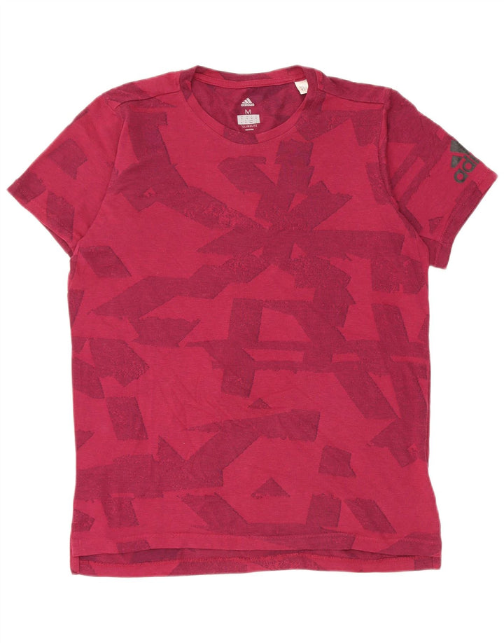 Adidas Herre Climalite Grafisk T-Shirt Top Medium Burgundy Geometric