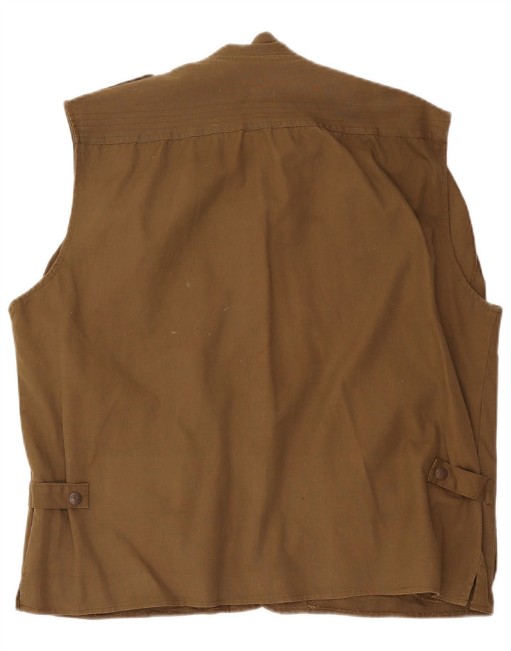 Vintage Herre Loose Fit Utility Gilet IT 48 Medium Brown Cotton
