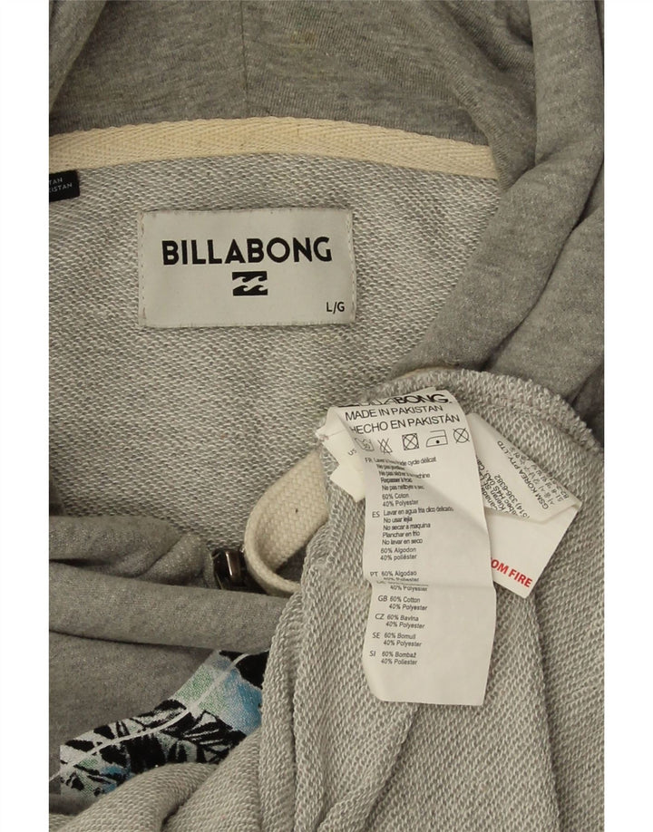 Billabong Herre grafisk hættetrøje med lynlås Stor grå bomuld
