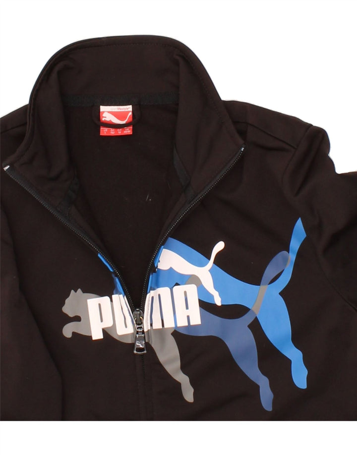 PUMA Boys Graphic Tracksuit Top Jacket 11-12 Years Black Polyester Vintage Puma and Second-Hand Puma from Messina Hembry 