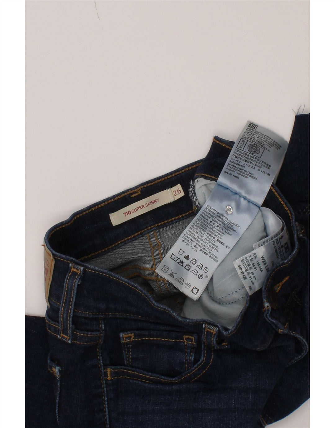 Levi's Womens 710 Skinny denimshorts W26 Små blå bomuld