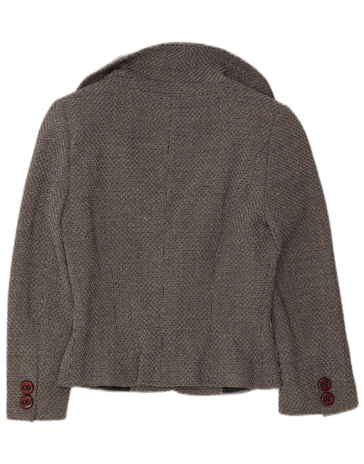 Hobbs Dame 2 Buttons Crop Blazer Jacket UK 8 Small Black Flecked Uld