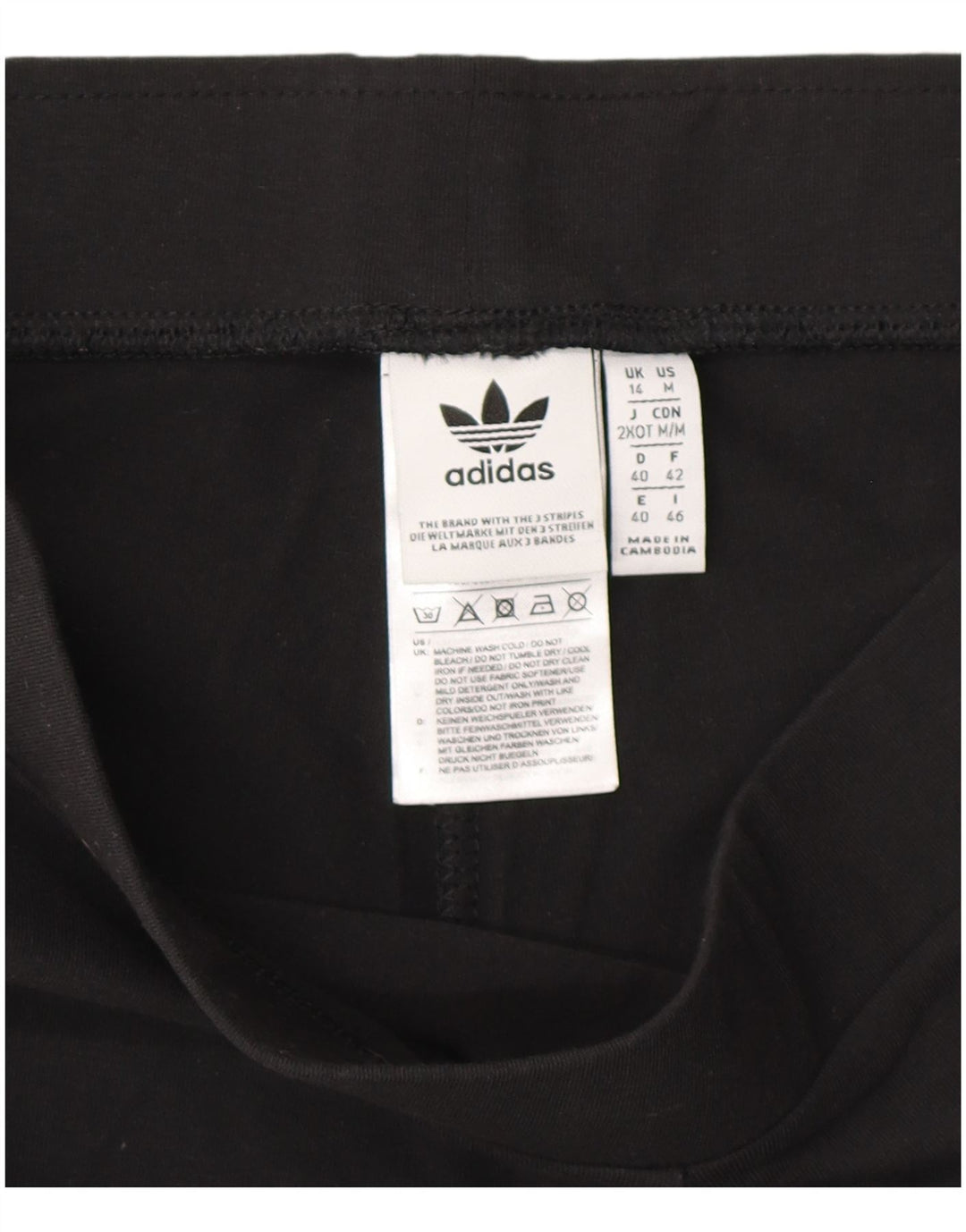Adidas Dame Leggings UK 14 Medium Sort Stribet Bomuld