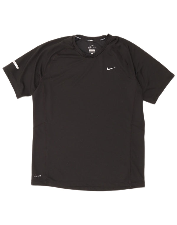 Nike Dri Fit T-shirt top til mænd, stor sort polyester