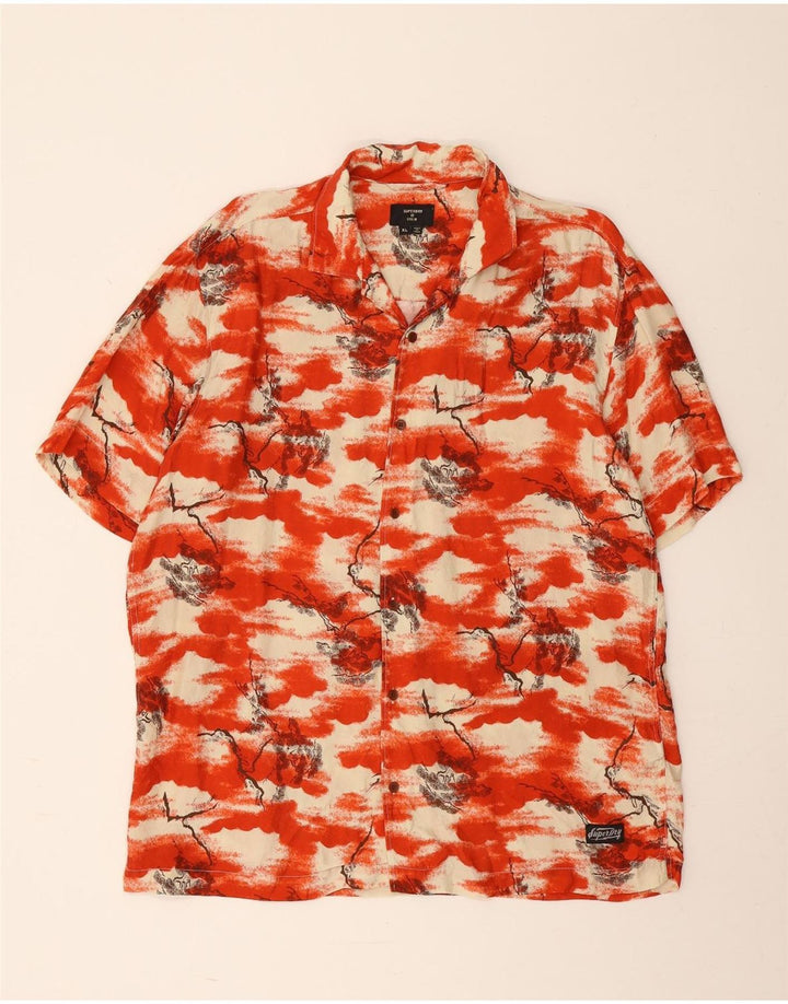 Superdry Kortærmet Herreskjorte XL Red Tie Dye Cupro