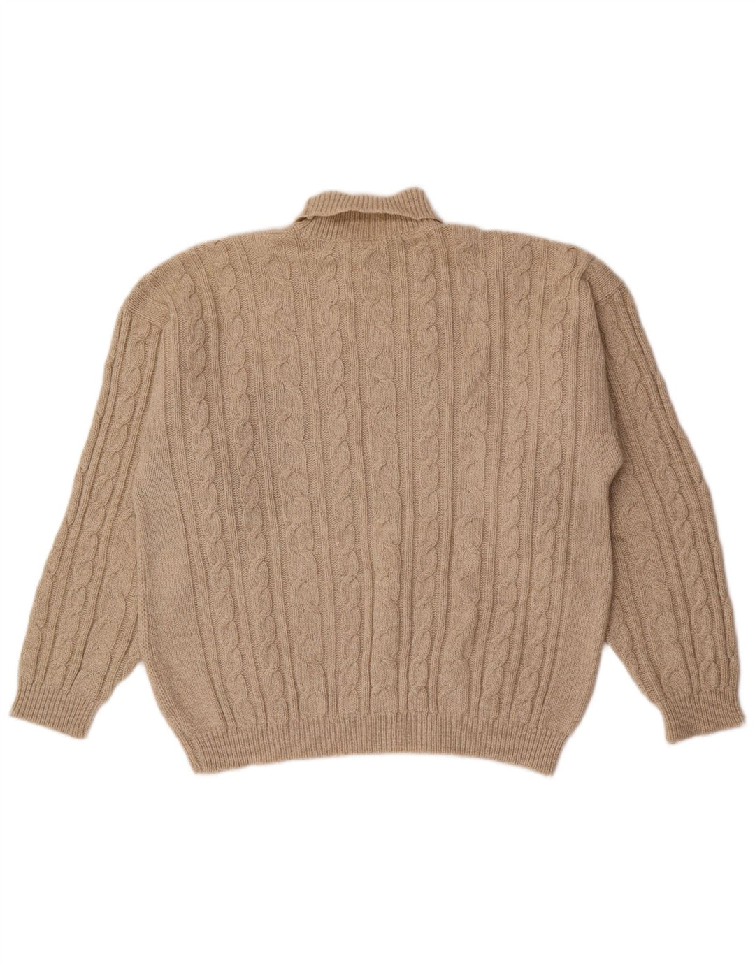 Vintage Herre rullehals sweater Medium Beige Geometrisk