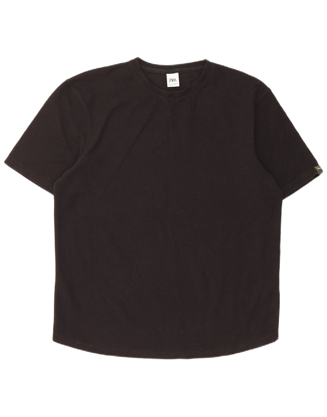 Zara Herre T-Shirt Top Stor Sort Polyester