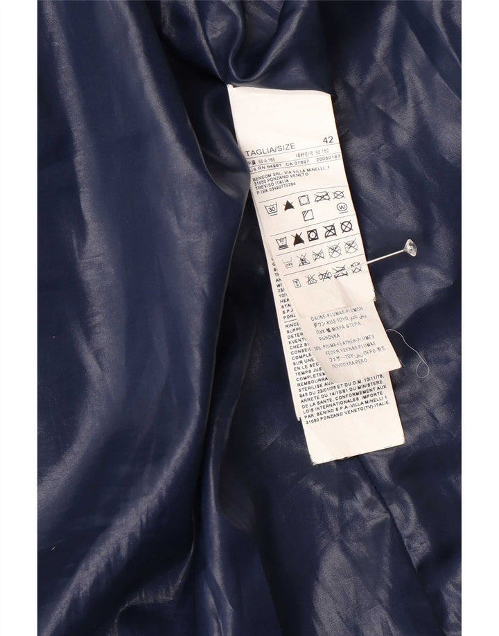 Benetton Dame Hooded Polstret Frakke IT 42 Medium Navy Blue Polyamide