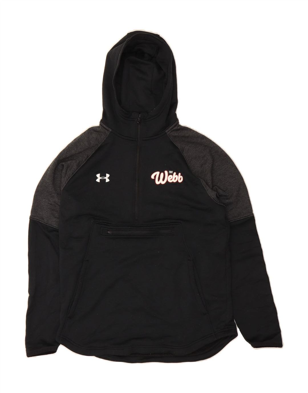 UNDER ARMOUR Mens Graphic Zip Neck Hoodie Jumper Medium Black Colourblock Vintage Under Armour and Second-Hand Under Armour from Messina Hembry 