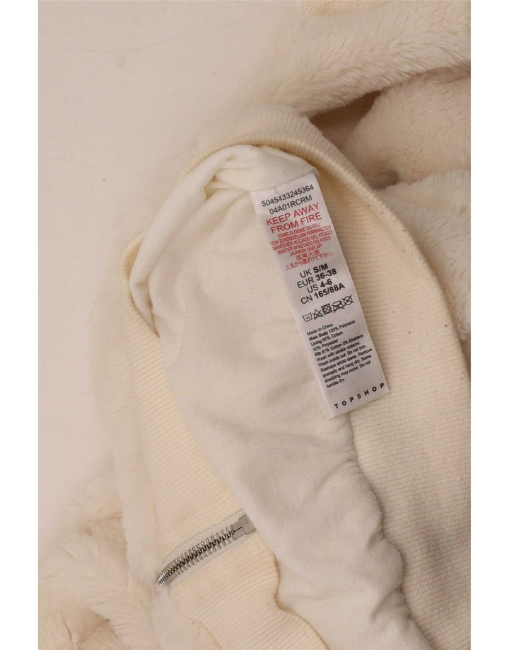 Topshop Dame Teddy Bear Hooded Bomber Jacket UK 10 Small Off White