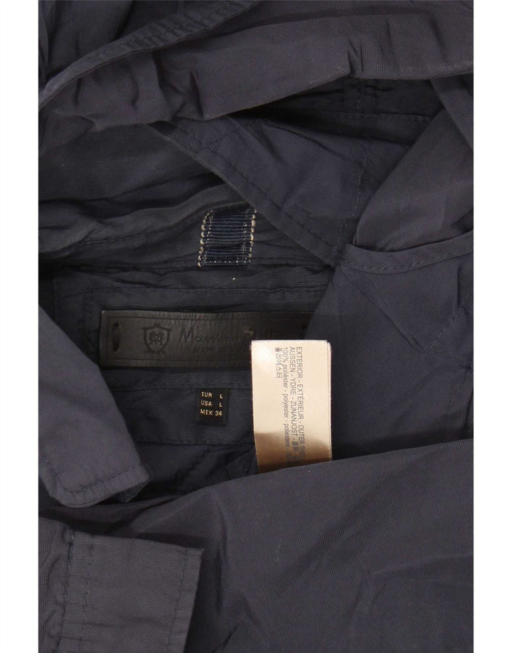 Massimo Dutti Dame Hooded Utility Jacket UK 16 Large Navy Blue Polyester