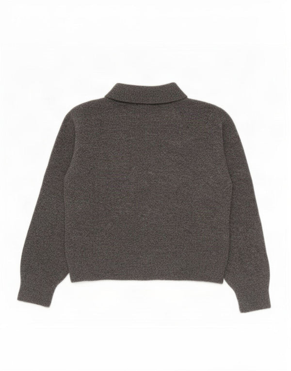 Zara Womens Crop Polo Neck Jumper Sweater UK 10 Small Grey Polyester