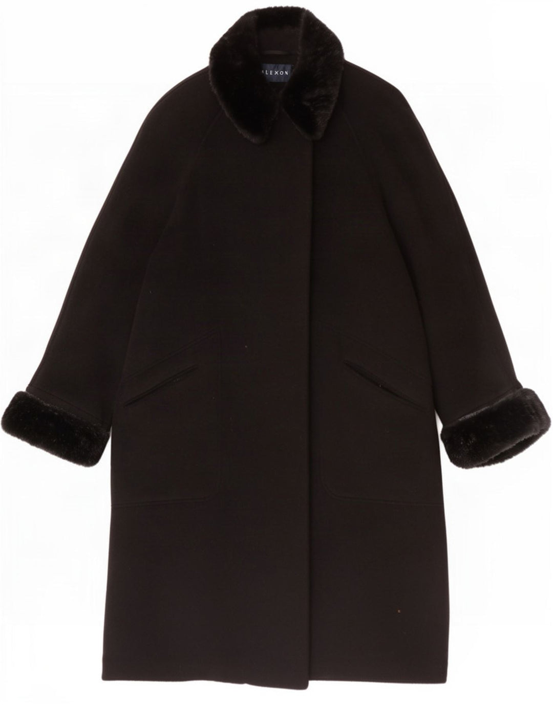 ALEXON Oversize overfrakke til kvinder UK 12 Medium Black Wool