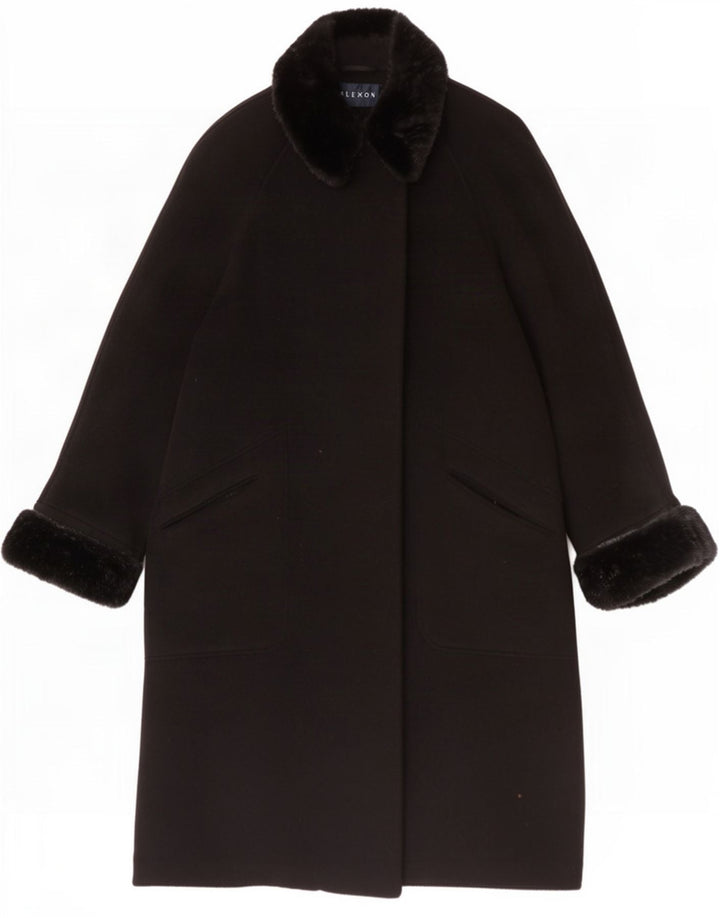 ALEXON Oversize overfrakke til kvinder UK 12 Medium Black Wool